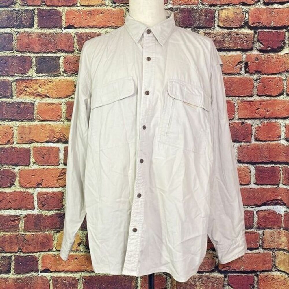 Red Head Men's 2XL Long Sleeve Khaki Button Up Vented Pockets 100% Cotton EUC‎